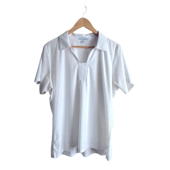 Port Authority White Pullover Open V-neck Top Size XL 8 0356 - Picture 5 of 5